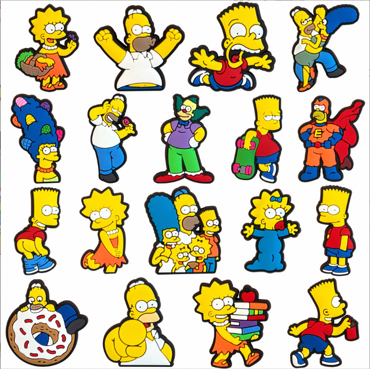 Hot Sale Popular Cute Simpson Family Charms Diy Cartoon Custom Pvc Clog Shoes Charm Shoe Decoration for Adult Kids Party Gift