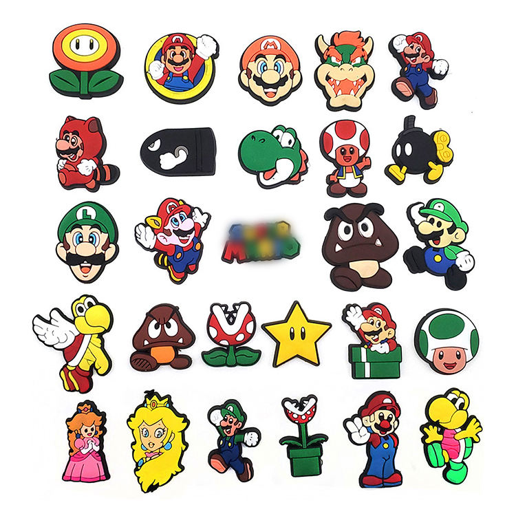 Kawaii Supermario Shoe Charms Bulk Mario Bros Toy Figure Shoe Clog Accessories Marios Charms Party Favors