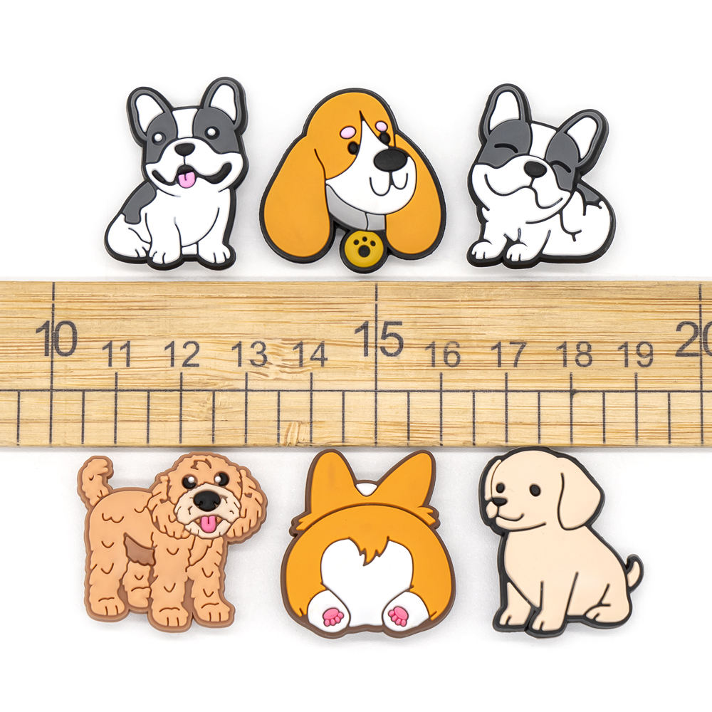 Wholesale New Cartoon Dog Shoe Charms Soft PVC Accessories Cute Playful Puppy Paw Bone Designs Shoe Decorations for Sneakers