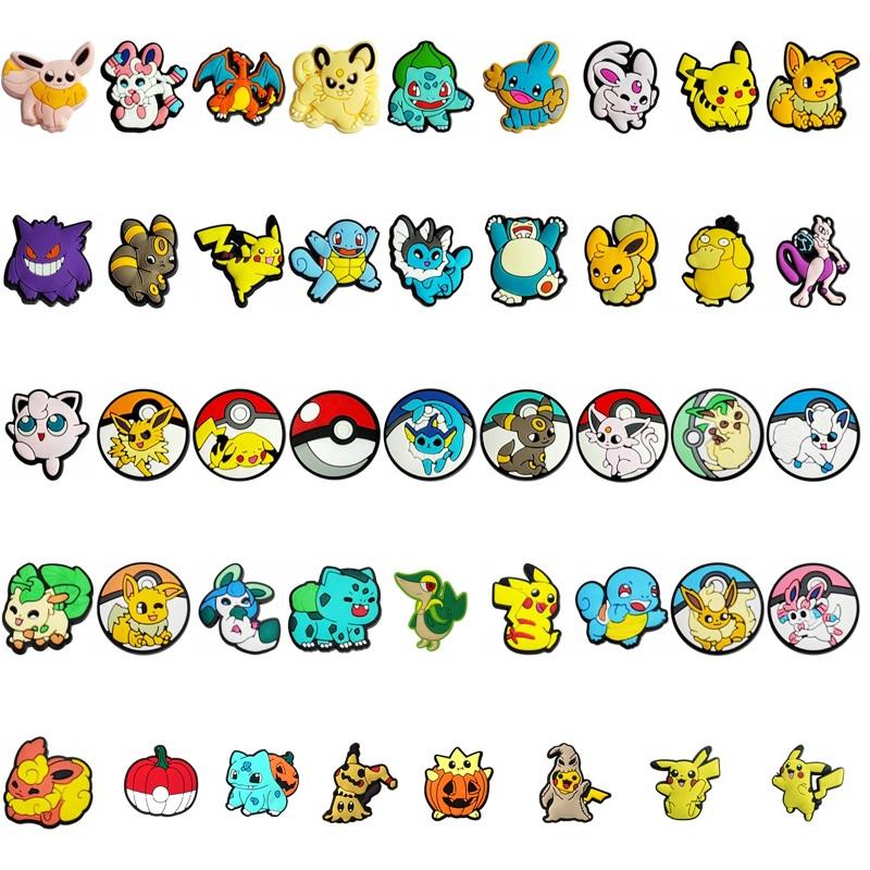 Hot Wholesale Cartoon Anime Pikachu Pokemoned Clog Charms Soft PVC Rubber Shoe Charms for Clogs