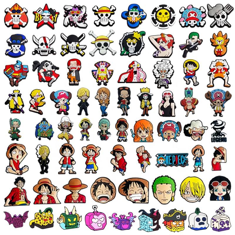Cartoon Japan Anime Pvc & Rubber & Decorate Accessories One Piece for Clog Shoes Charms Buckle