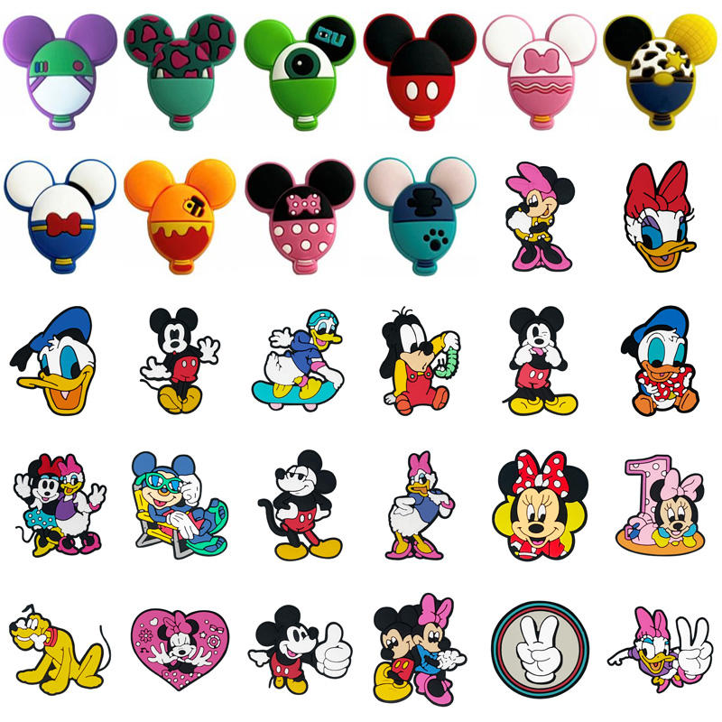 Hot Selling Cartoon Disny Mickey Vinnie Mouse Donald Charms for Clog PVC Shoe Decoration Charms Disney Shoe Charms Jibitz