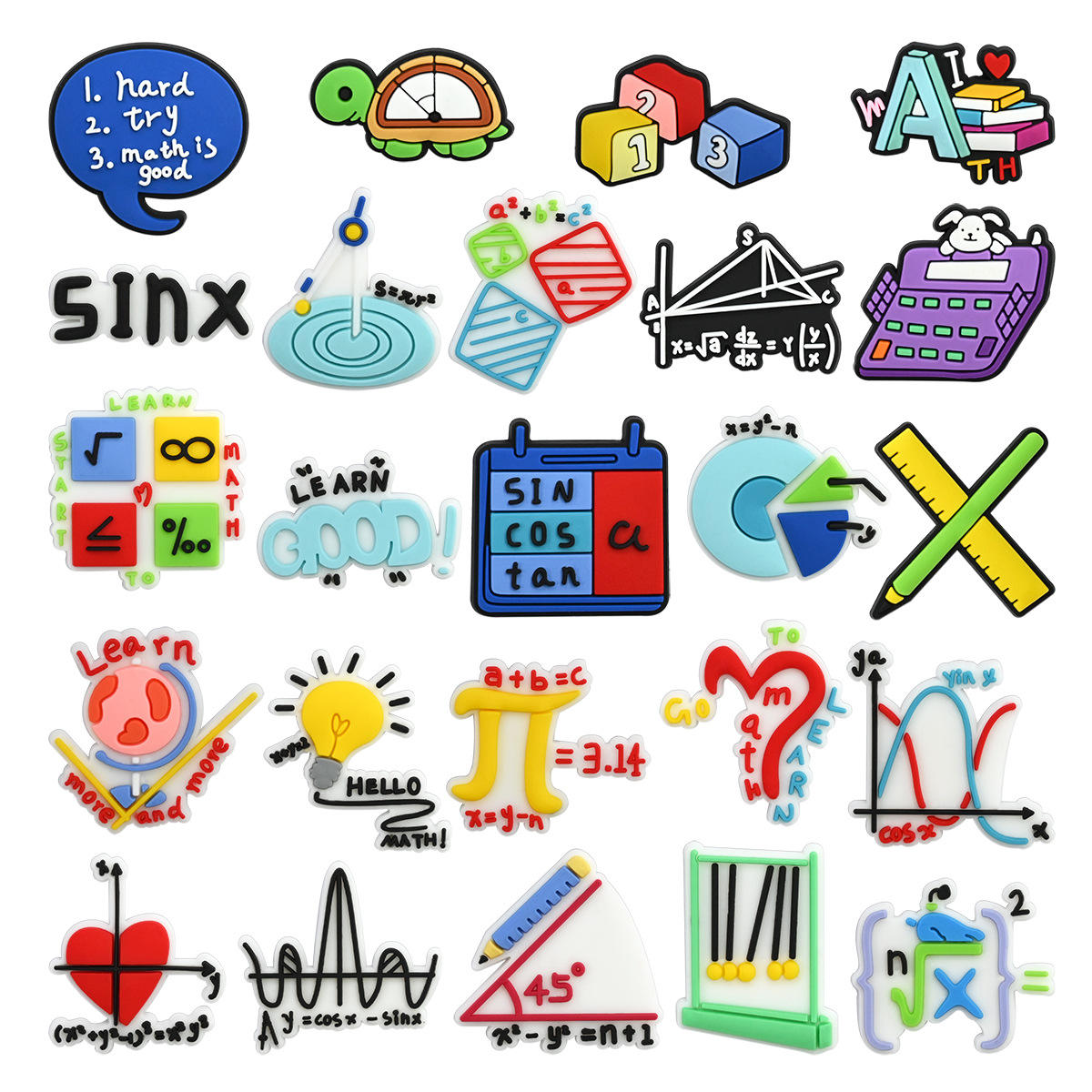 Wholesale Math Tool Shoe Charms with Pencil & Ruler Designs, Soft PVC School Theme Pins for Student Clog Sandals Decoration