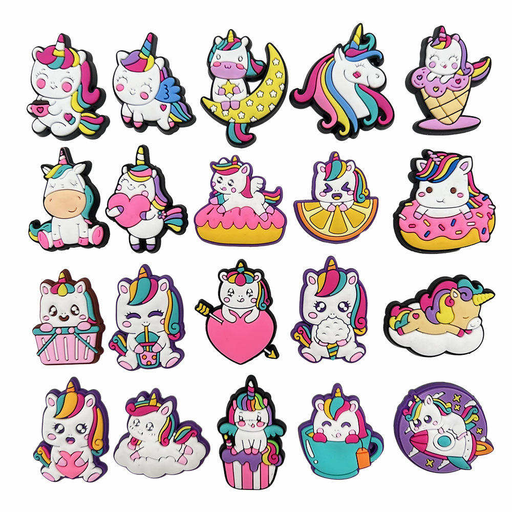 Pvc Cartoon Unicorn Slipper Shoes Decoration Shoe Charm for Kids Clog Shoes Accessories Charms Girl Charms for Bracelets
