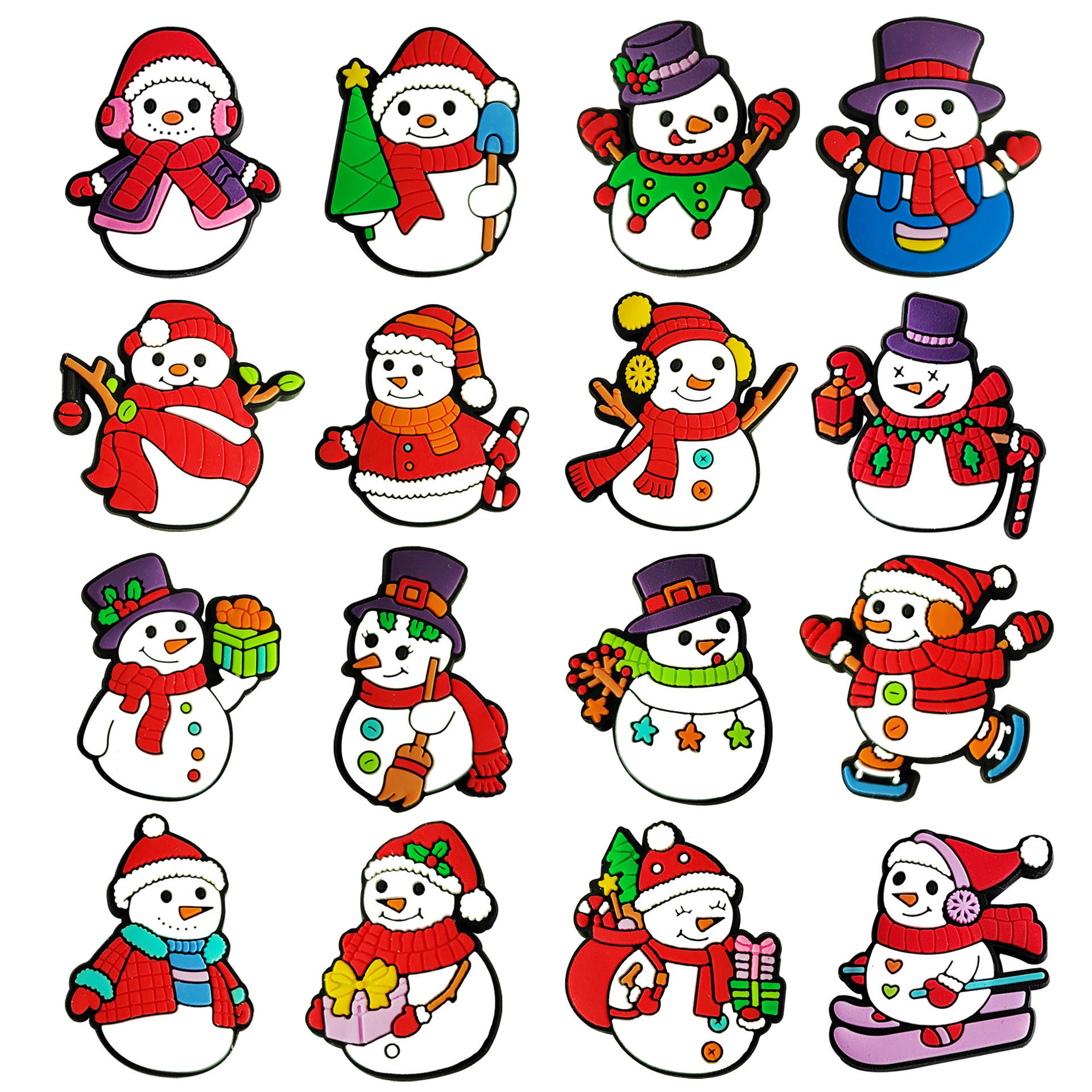 Wholesale Custom Cartoon Trend PVC Xmas Shoe Charm Bulk Soft Pvc DIY Christmas Colorful Shoe Charms for Clogs