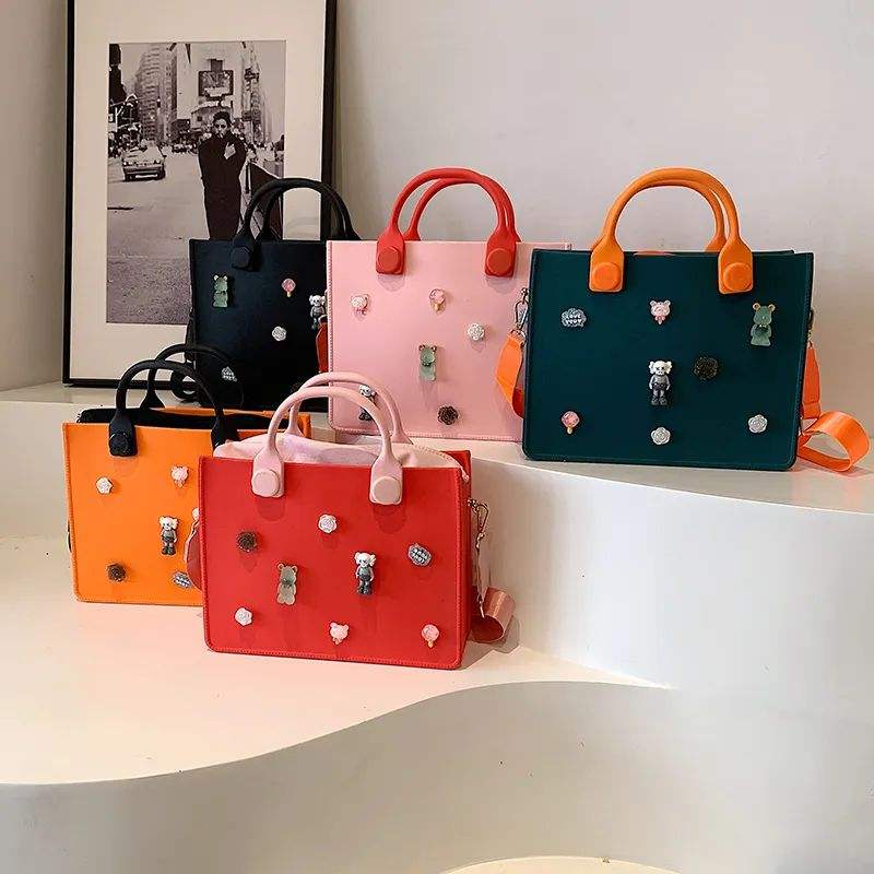 Waterproof Creative EVA Tote Bag for Women with Charm Holes Clog Charms DIY Tote Handbag for Daily Bag Handbags