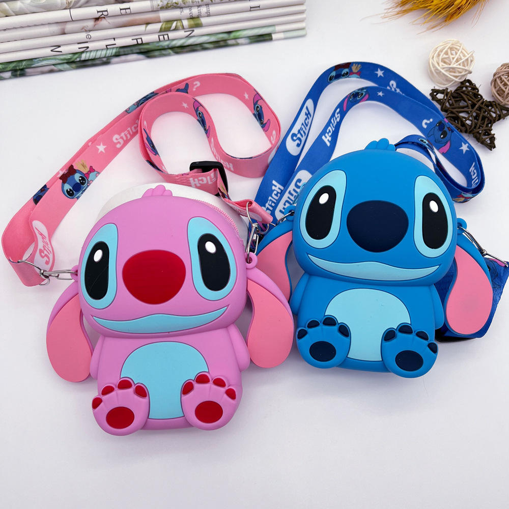 Pink and Blue Stitches Cute Silicone Jelly Coin Purse Little Girls Small Crossbody Bags Silicone Little Girls Sleeping Tote Bags