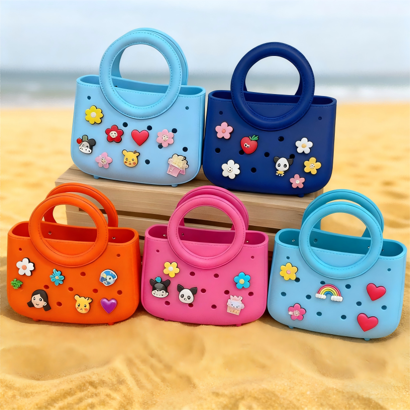 Wholesale Factory Price DIY Pattern EVA Waterproof Casual Tote Bag Open Closure Beach Travel Shopping Bag