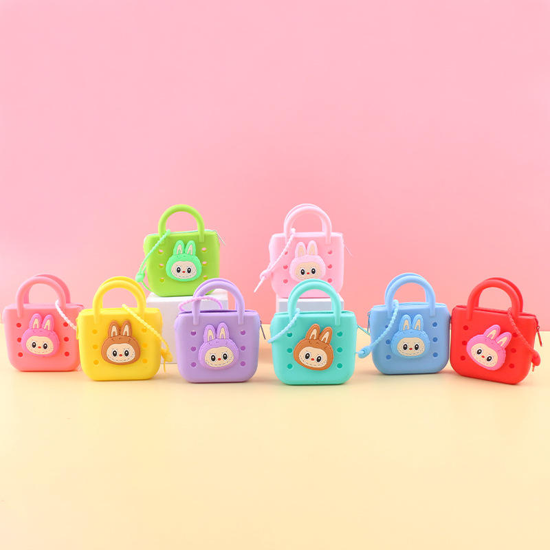 Silicone DIY Kids Handbag Cute Cartoon Lady Style Mini Pouch Portable Zippered Coin Purse Lipstick Bag