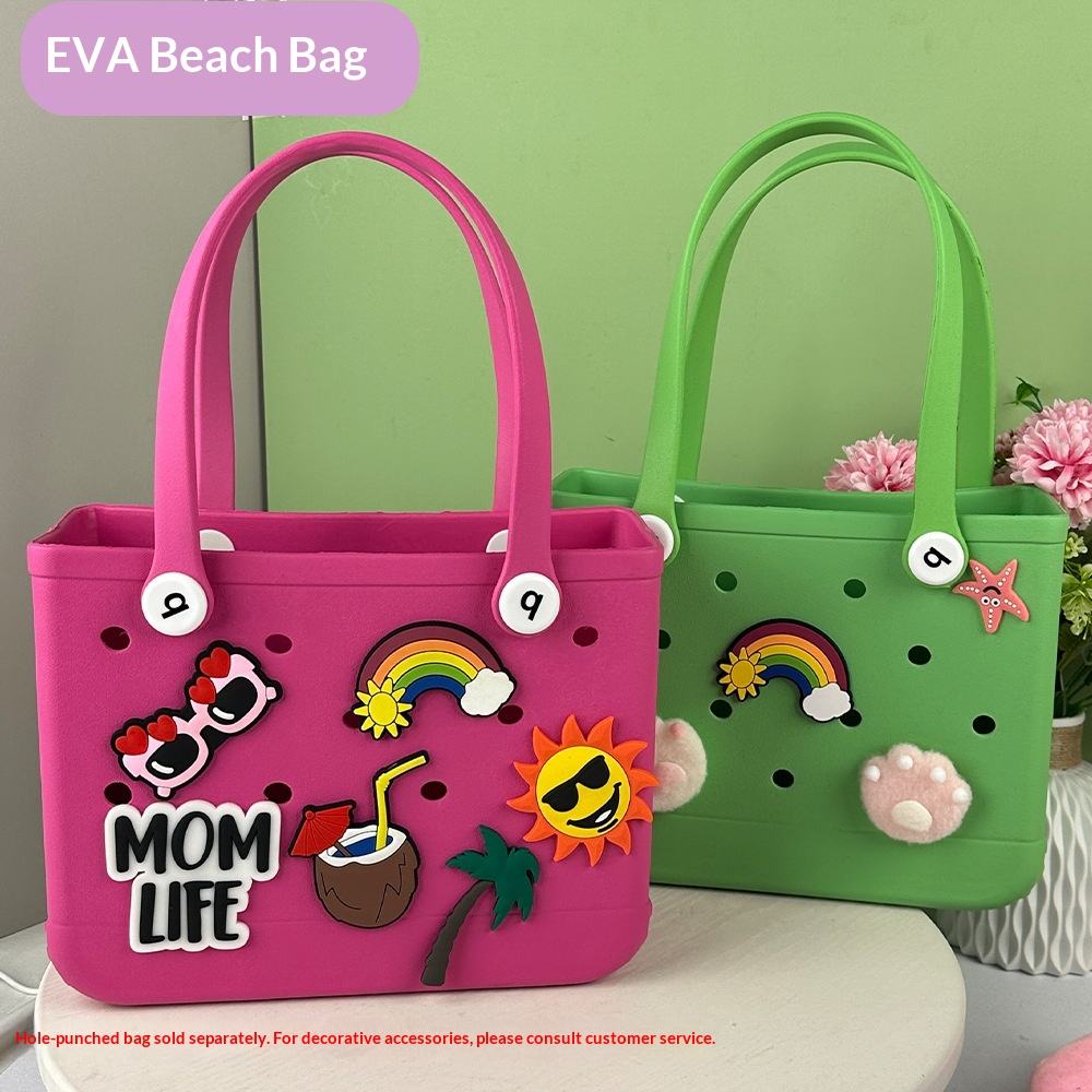 European American Fashion Solid Color EVA Perforated Tote Bag for Beach Pool Can Be DIY Expandable Storage-Friendly Portable Bag
